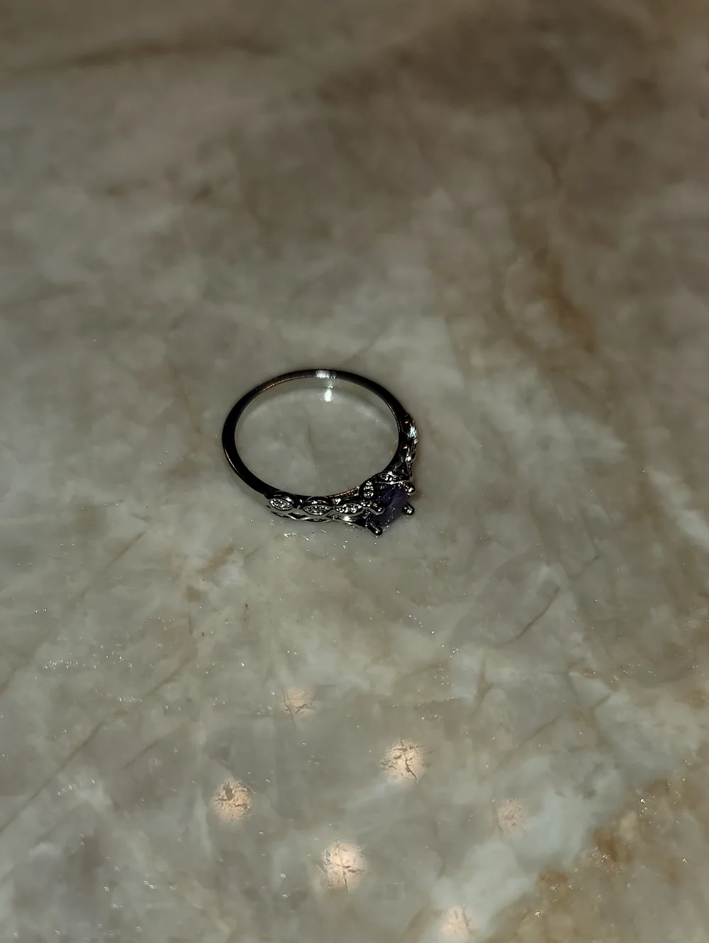 Sterling Silver Purple Gemstone Twist Band Ring